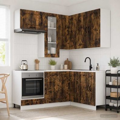 vidaXL Kücheneinheit KALMAR 8 pcs Geräucherte Eiche Holzwerkstoff