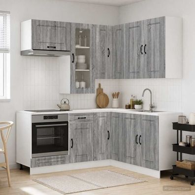 vidaXL Kücheneinheit KALMAR 8 pcs Grau Sonoma Holzwerkstoff