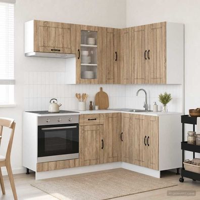 vidaXL Kücheneinheit LUCCA 8 pcs Sonoma-Eiche Holzwerkstoff