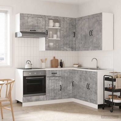 vidaXL Kücheneinheit LUCCA 8 pcs Betongrau Holzwerkstoff