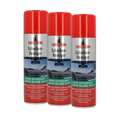 3x NIGRIN Scheibenreiniger Schaum Glasreiniger innen & außen Fettlöser 300ml