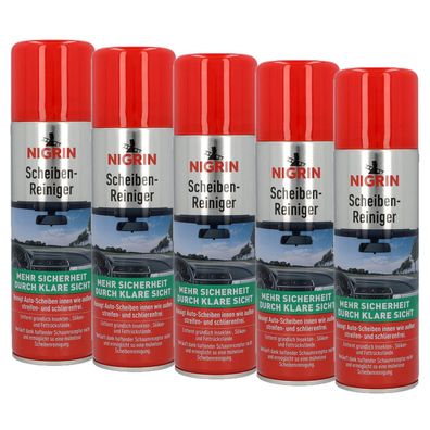 5x NIGRIN Scheibenreiniger Schaum Glasreiniger innen & außen Fettlöser 300ml