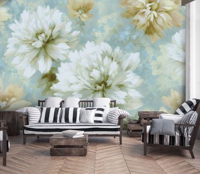 Vlies Fototapete Blumen Natur Weiß TAPETE XXL Wohnzimmer Schlafzimmer