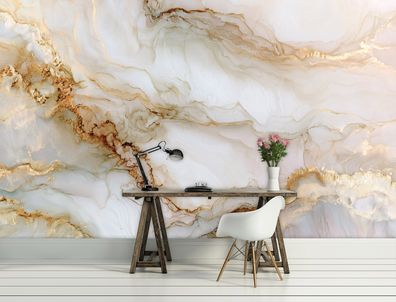 Vlies Fototapete Marmor Weiß Gold TAPETE XXL Wohnzimmer Schlafzimmer