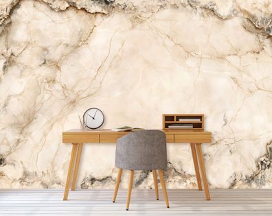 Vlies Fototapete Abstrakt Marmor Beige TAPETE XXL Wohnzimmer Schlafzimmer
