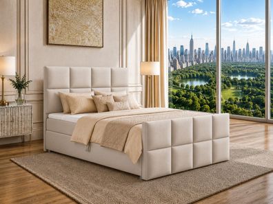 Best For Home Boxspringbett mit Bettkasten Bonellfederkern Matratze Topper Komfort