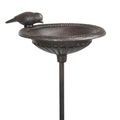 Moritz Vogeltränke Gusseisen 92 cm Gartenstecker Erdspieß antik braun Vogelbad Garten