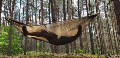 Bushmen Ultraleichte Hängematte dunkelgrün mit Whoopie slings Reise