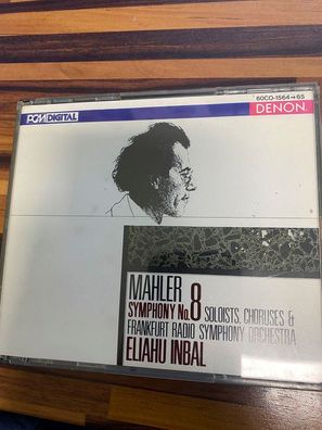 ELIAHU INBAL mahler symphony 8 denon JAPAN EX/EX (2CD, Klassik, Denon)