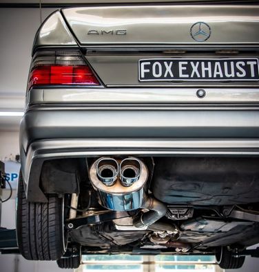 Mercedes E-Klasse 124 FOX Endschalldämpfer- und FOX Vorschalldämpfer 70mm - 2x93x79 T