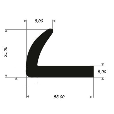 WKP21 Vollgummi EPDM Winkelprofil L - Profil 35x55x5 mm Gummiwinkel für Industrie