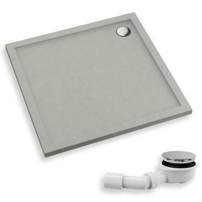 Duschwanne Quadratisch Acryl CASPAR NEW 90x90x4,5, Steinoptik | Ablauf im SET !