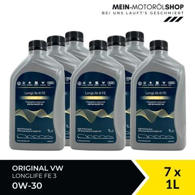 Original VW Audi Seat Skoda Longlife III FE 0W-30 7x1 Liter