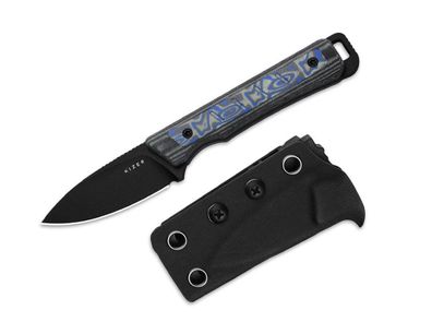 Kizer Whiskey Jack 10V Black Norplex UltreX Micarta & Multicolored Vortex Micarta