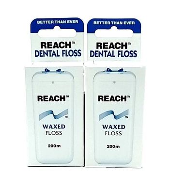 2x Dental Floss Reach Zahnseide gewachst 2x 200 m Zahnzwischenräume reinigen