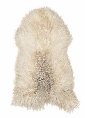 Schaffell Echt | Creme-Weiß-Grau, ca. 98 cm | Langflor | Öko gegerbt