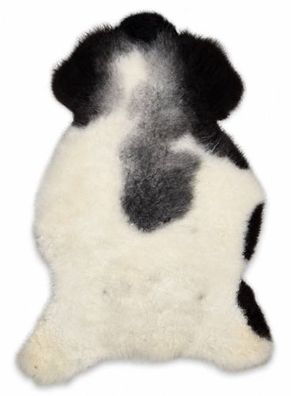 Schaffell Echt | Schwarz-Weiß-Grau, ca. 108 cm | Weichflor | Öko gegerbt