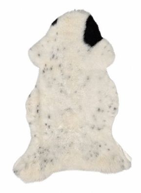 Schaffell Echt | Creme-Weiß-Schwarz-Grau, ca. 102 cm | Weichflor | Öko gegerbt