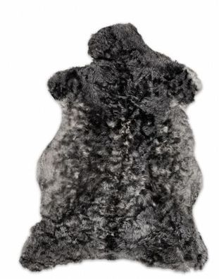 Schaffell Echt | Dunkelgrau-Schwarz, ca. 98 cm | Gelockter Flor | Öko gegerbt