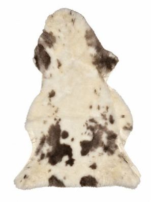 Schaffell Echt | Creme-Weiß-Braun, ca. 96 cm | Weichflor | Öko gegerbt
