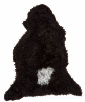Schaffell Echt | Schwarzbraun-Weiß, ca. 98 cm | Langflor | Öko gegerbt