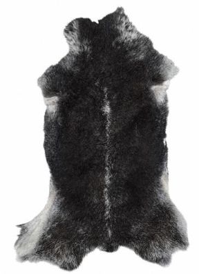 Schaffell Echt | Schwarz-Grau, ca. 104 cm | Weichflor | Öko gegerbt