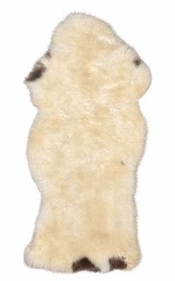 Schaffell Echt | Weiß-Creme-Grau, ca. 114 cm | Weichflor | Öko gegerbt