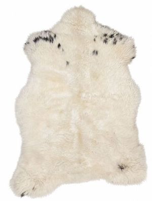 Schaffell Echt | Weiß-Creme-Schwarz, ca. 103 cm | Weichflor | Öko gegerbt