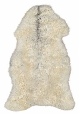 Schaffell Echt | Weiß-Creme-Grau, ca. 110 cm | Langflor | Öko gegerbt
