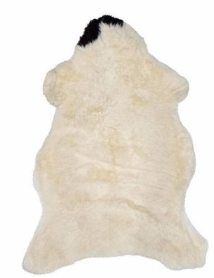 Schaffell Echt | Creme-Weiß-Schwarz, ca. 98 cm | Weichflor | Öko gegerbt