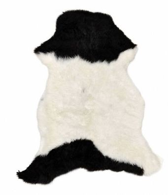 Schaffell Echt | Schwarz-Weiß, ca. 97 cm | Weichflor | Öko gegerbt