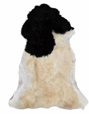 Schaffell Echt | Schwarz-Weiß, ca. 108 cm | Weichflor | Öko gegerbt
