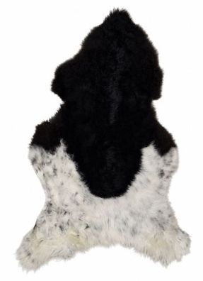Schaffell Echt | Schwarz-Weiß, ca. 112 cm | Weichflor | Öko gegerbt