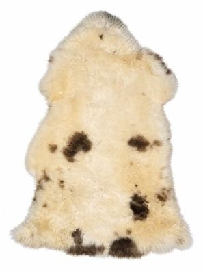 Schaffell Echt | Weiß-Creme-Braun, ca. 112 cm | Weichflor | Öko gegerbt