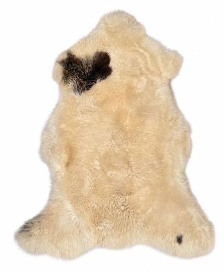Schaffell Echt | Creme-Beige-Braun, ca. 92 cm | Weichflor | Öko gegerbt