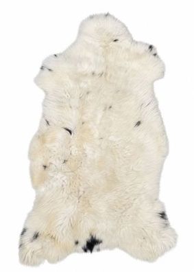 Schaffell Echt | Weiß-Schwarz, ca. 110 cm | Langflor | Öko gegerbt