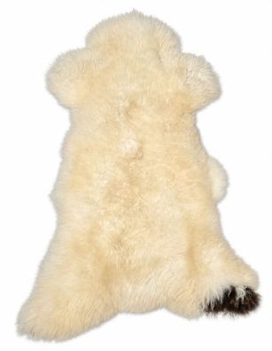 Schaffell Echt | Weiß-Creme-Braun, ca. 116 cm | Langflor | Öko gegerbt