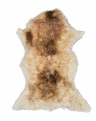 Schaffell Echt | Creme-Beige-Braun, ca. 78 cm | Weichflor | Öko gegerbt