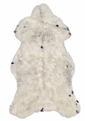 Schaffell Echt | Weiß-Schwarz, ca. 112 cm | Naturfell | Öko gegerbt