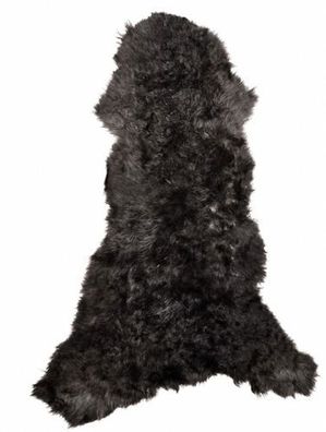 Schaffell Echt | Dunkelgrau-Schwarz, ca. 96 cm | Gelockter Flor | Öko gegerbt