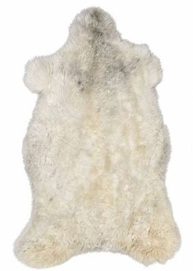 Schaffell Echt | Creme-Weiß-Grau, ca. 112 cm | Weichflor | Öko gegerbt