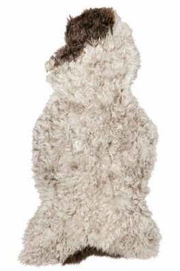 Schaffell Echt | Creme-Grau-Braun, ca. 115 cm | Langflor | Öko gegerbt