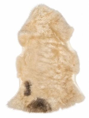 Schaffell Echt | Creme-Beige-Braun, ca. 98 cm | Weichflor | Öko gegerbt