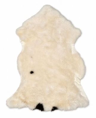Schaffell Echt | Creme-Weiß-Schwarz, ca. 96 cm | Weichflor | Öko gegerbt