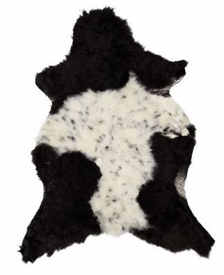 Schaffell Echt | Schwarz-Weiß, ca. 105 cm | Weichflor | Öko gegerbt