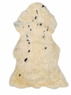 Schaffell Echt | Weiß-Creme-Schwarz, ca. 100 cm | Weichflor | Öko gegerbt