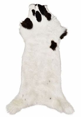 Schaffell Echt | Creme-Weiß-Schwarz, ca. 116 cm | Weichflor | Öko gegerbt