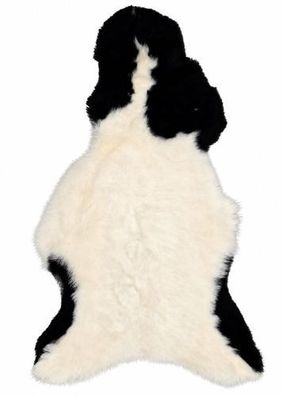 Schaffell Echt | Schwarz-Weiß, ca. 98 cm | Weichflor | Öko gegerbt