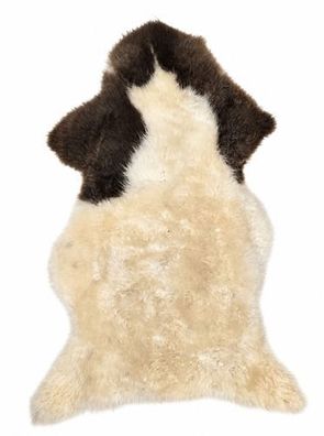 Schaffell Echt | Creme-Weiß-Braun, ca. 110 cm | Weichflor | Öko gegerbt