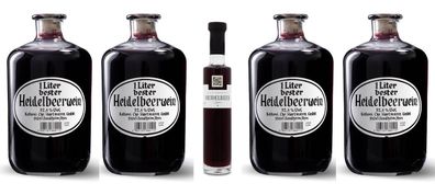 4 Flaschen Fruchtwein Heidelbeer Apothekerflaschen GRATIS dazu 0,2 Likör